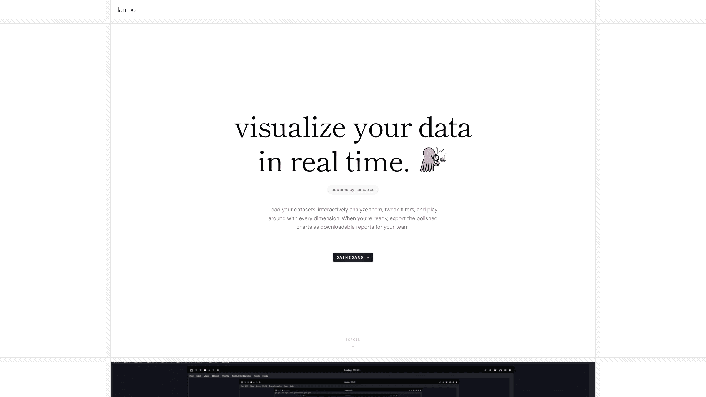 Dambo real-time data visualization landing page